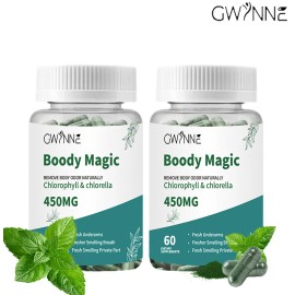 Gwynne Boody Magic Tabletas De Clorofila Natural Para El Olor Corporal Femenino, Suplemento Desodorante Corporal Para Hombres Y Mujeres,contiene 450  