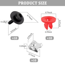 10 Sets Engine Splash Shield Screws Kit with U-Nuts & Fender Washers,Professional T30 Splash Guard Undertray Clips for Replacing Damaged Car Accessories Fender Liner Clips
