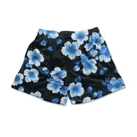 MECH-ENG - Pantalones cortos para hombre, diseño bohemio, ligeros, atléticos, para correr, entrenamiento, malla, playa, verano, Flor azul, Large