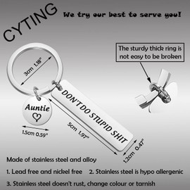 CYTING Funny Drive Safe Gift Don't Do Stupid From Auntie Keychain Graduation Sarcasm Gift for Nephew Niece Son Daughter