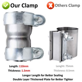 MOCNT Exhaust Clamp Pipe Connector 51mm to 65mm Lap Joint Exhaust Band Clamp Stainless Steel Exhaust Reducer Pipe Sleeve Connector Exhaust Reducer Connector Muffler Tube Coupler