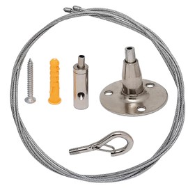 2sets Adjustable Hanging Wire Kit-2pcs 1 meter/39.4in Stainless Steel Wire Rope+2pcs Spring Hook Hanging Disc-2sets Portable Hook & Eye Turnbuckle Tension for Furniture, Lamp,Picture(Silver)