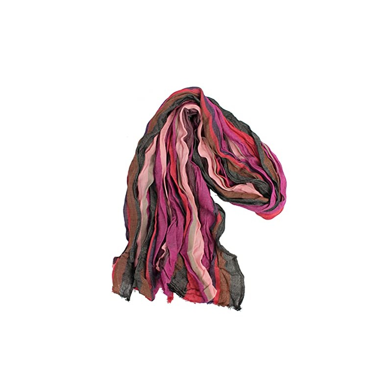 Wool Scarf Unisex Elegant Elegant Light Crinkle Look with Striped
