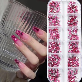 Colorful Rhinestones Mini Colorful Nail Charms for Nail Art Cute Nail Rhinestones Heart Star Flowers Nail Designs Gems Diamonds Nail Jewelry Acrylic DIY Decoration Charms for Women and Girls