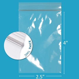 GPI - Pack of 100, 2.5" x 4" 2 mil Thick - Clear Plastic RECLOSABLE Zip Bags - Bulk, Strong Poly Baggies with Resealable Zip Top Lock for Pills, Meds, Jewelry, Travel, Storage, Packaging & Shipping