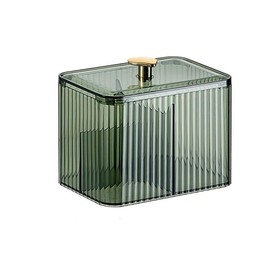 EFFORTS Cosmetic Case, Cotton Swab Storage Box, Cotton Swab Case, Acrylic, Lid Included, Transparent, Cosmetics Accessories, Cosmetic Storage Box, Tabletop Storage, Small Items, green