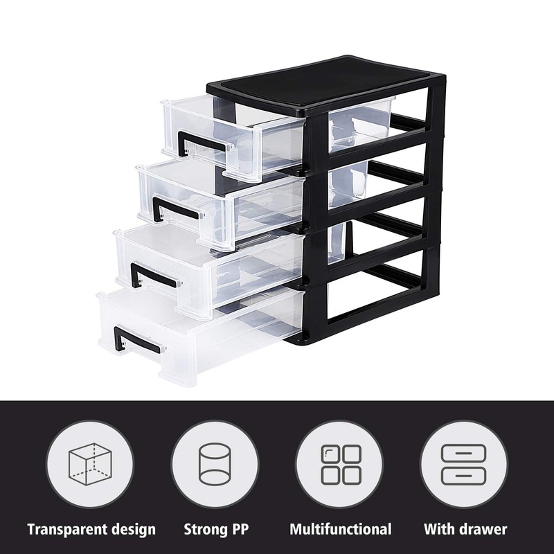 HEALLILY Desktop Storage Drawers Stackable Plastic Drawer Unit Plastic Storage
