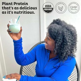 KOS Plant Based Protein Powder, Blueberry Muffin - Organic Pea Protein Superfood with Spirulina and Immune Support Blend. Soy, Gluten, Dairy Free - Ve