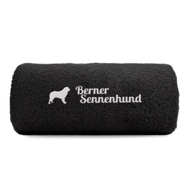 Siviwonder Bernese Mountain Dog Hand Towel Paw Print Embroidery Deluxe, black