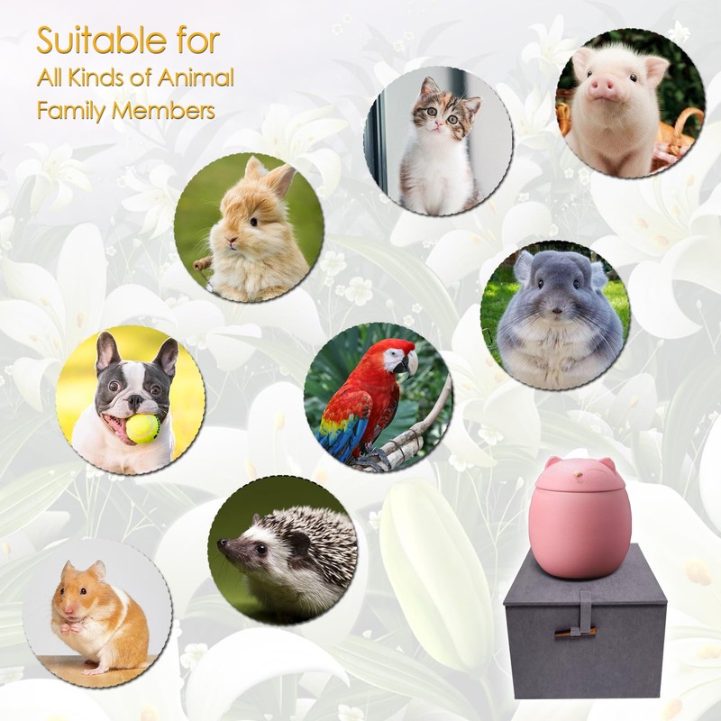 Umberdom Matte Ceramic Cat Ashes Urn, Pink, Large