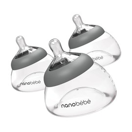 Nanobébé Biberón para Leche Materna – 3 Piezas (150ml / 5oz) Botella de Leche Materna para Recién Nacidos, Anticólicos, Cierre Perfecto, Conserva los 