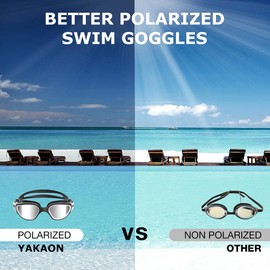 Swim Goggles, YAKAON Polarized Swimming Goggles, Anti-Fog Clear Vision No Leaking UV Protection Swim Goggles for Men Women Adult Youth Teens with Protective Bag