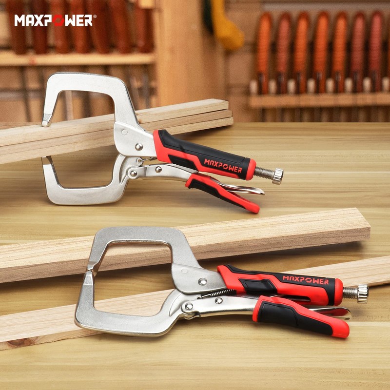 MAXPOWER 11-inch Locking C Clamp Set, 2 Pack Heavy Duty