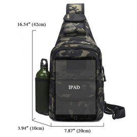 BAIGIO Tactical Sling Bag Crossbody Pack One Shoulder Backpack (Camo Black)
