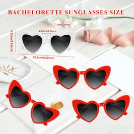 BOUBONI 4/6/8/10 Stück Herz Sonnenbrille Vintage Herzförmige Brillen Brautjungfer Sonnenbrillen für Brautpartys Hochzeiten (8, Weiß+Rot)