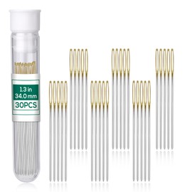 Fteven 30PCS Cross Stitch Needles, Size 26 Stainless Steel Embroidery Needles, Large Eye Hand Sewing Needles Blunt Golden Color with Box for Hand Sewing, Cross Stitching