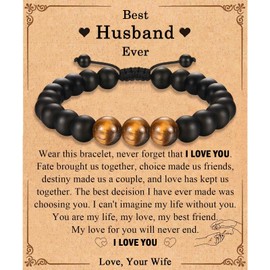 TEVOP Best Husband Ever Gifts for Husband, Husband Gifts Beads Bracelet Gifts from Wife -Birthday Anniversary Christmas Valentines Day Gifts for Him Men