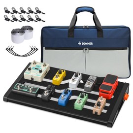 Donner Guitar Effects Pedal Board, DB-S200 Large Power Supply Pedalboard Set with Convertible Bag Backpack, 60" Adhesive Backed Hook-and-Loop and Power Supply Mounting Device,18.11" x 12.76"