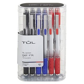 TUL® Retractable Gel Pens, Medium Point, 0.7 mm, Silver Barrel, Assorted Business Inks, Pack Of 12 Pens