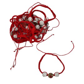 RBN Red Rope Crystal Beads Virgin Guadalupe First Communion Gift Rosary Party Favor Protection Good Luck - 12 PCS