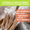 ORZEL Pack 400 Hisopos de algodón orgánico con bastoncillo de