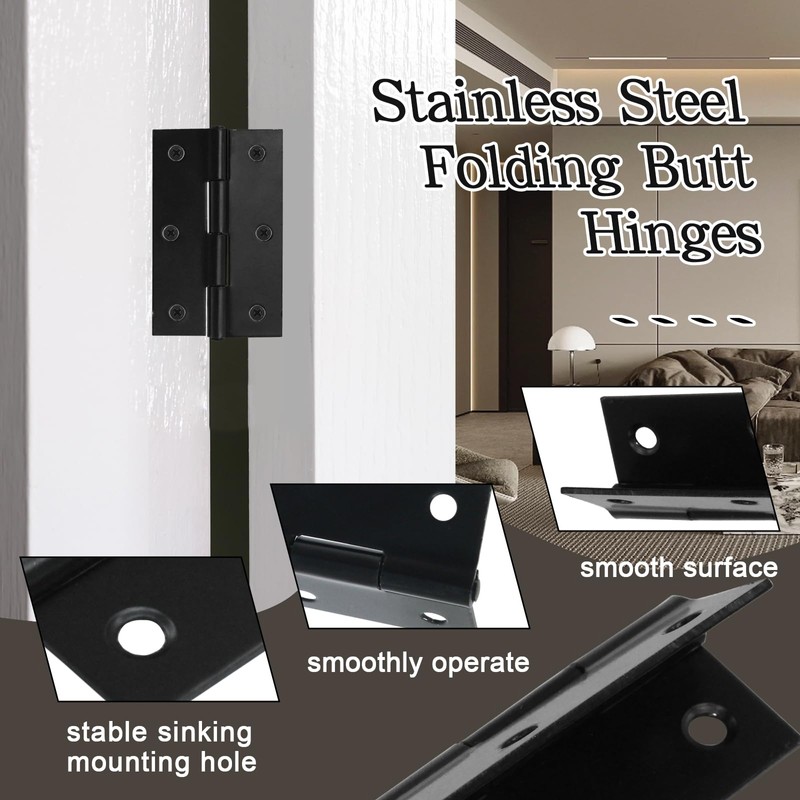 Luomorgo 12 Pack 2.5 Inch Mini Hinges Butt Hinges, Stainless