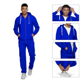 R RAMBLER 1985 Mens Sweatsuits 2 Piece Casual Athletic Long Sleeve Tracksuit Set Jogging Suit for Running,Exercise,Traning(Sapphire Blue,XXL)