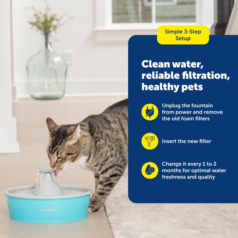PetSafe Drinkwell Replacement Foam Filters - Improves Water Cleanliness -