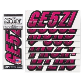 STIFFIE Techtron Berry/Black 3" DOT Decal Kit Registration Numbers Vinyl Lettering Semi Truck Tractor Trailer Decals