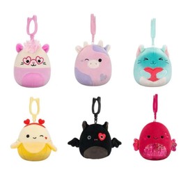 Squishmallows 2025 Valentine Squad 3.5" Mini Plush Doll Clip Keychain (Set of 6)