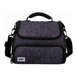 BUILT Insulated Lunch Bag with 'The Professional' Design, Polyester, Black, 18.5 x 27 x 21 cm