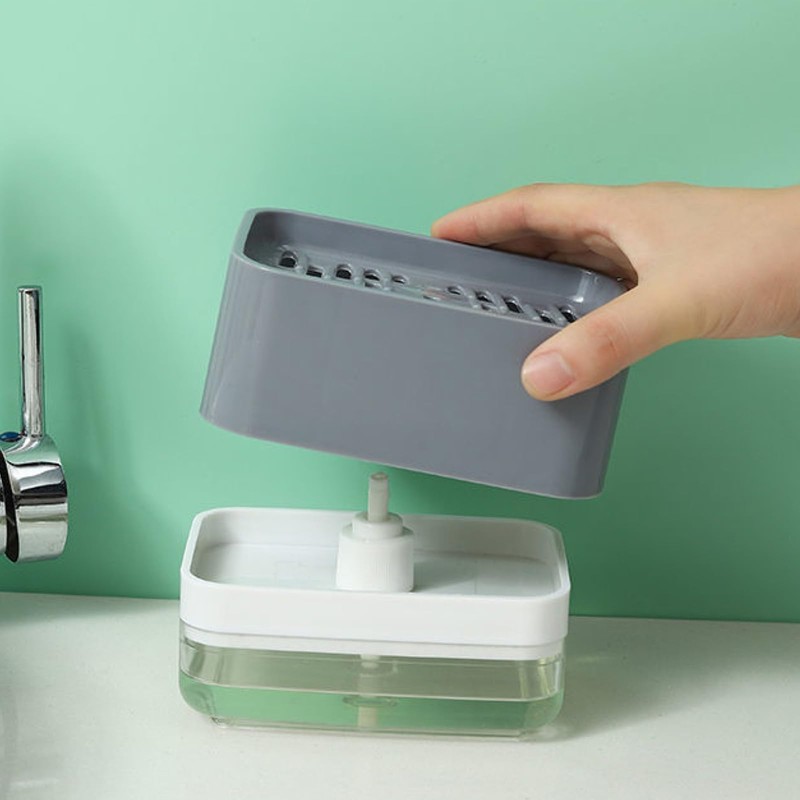 Dish Soap Dispenser and Sponge Holder for Kitchen, Detachable Liquid