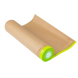 Tangibay Pre-Taped Masking Paper for Painting - 24 inch x 50 feet, Brown, Tape and Drape, Paint Adhesive Protective Paper Roll for Covering Skirting, Frames, Cars and Auto Body (1 Roll) | Tangibay