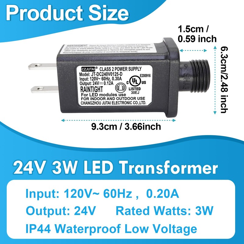 PremierAdapter Power Supply, Transformer for CZJUTAI JT-DC240V0125-C RKPO-UL2400125IP44-1for Christmas Lighting,