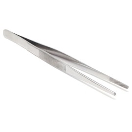 6 Inch Professional Culinary Stainless Steel Precision Tongs with Serrated Tips, Plating/Food Presentation Detailing Serving Tongs, Chef's Kitchen Tweezer Tongs - Ultra Non-Slip Grip