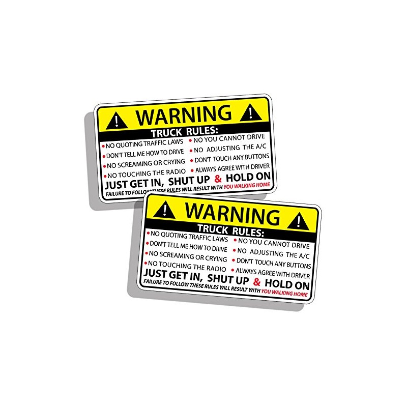 Funny Truck Safety Warning Rules Sticker Adhesive Vinyl Window Graphic