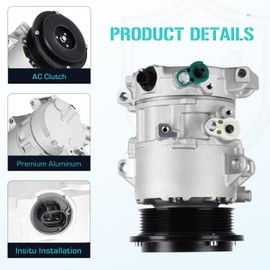 NEW Air Conditioner AC Compressor with A/C Clutch Compatible with Toyota Camry 2.4L 2007 2008 2009 (Japan Built 2009), RAV4 2.4L 2006-2008, Hiace 2.7L 2006-2018, Replaces CO-11178JC