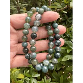 GAF TREASURES Moss Agate Crystal Bead Bracelet 8mm, Wholesale Genuine Moss Agate Stretch Gemstone Bracelet, Healing Crystal Bracelet Bead Bracelet, Gift for Men & Women
