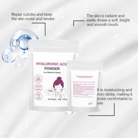 Hyaluronic Acid Powder,100g/3.52oz Hyaluronic Acid Powder for Skincare, DIY Facial Serum, Water Soluble Hydrating Ingredient for Skin Moisture
