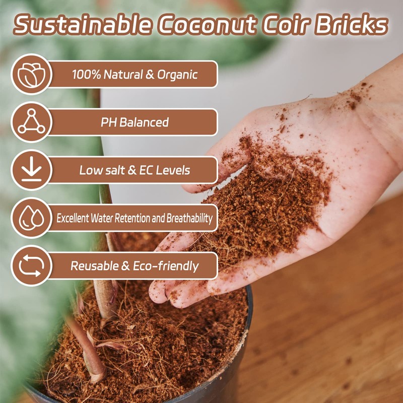 Riare 10pcs Organic Coco Coir Bricks Soil Blocks- 100% Natural