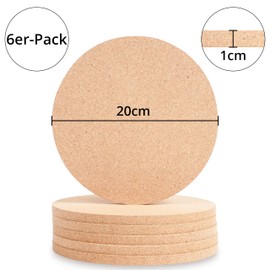 Winter Shore 20 cm Round Cork Trivet [Pack of 6] - Thick & Large Pot Coasters Heat Resistant & Absorbent for Pots, Pans, Plates - Multifunctional Coaster Pot for Arts & Crafts