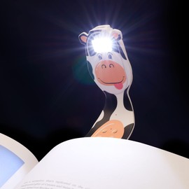 Flexilight Pal Reading Light | 2 in 1 Bookmark Book Light | LED Clip On Reading Lamp | Children and Adult Book Torch | Book Accessories | Gift for Readers, Book Lovers (Rechargeable, Cow)