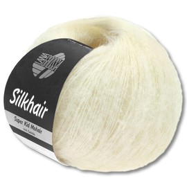 Frida's Wollhaus Lana Grossa 25 g Silkhair Mohair Superkid Silk Wool Crochet Knitting 43 Colours (117 | White)