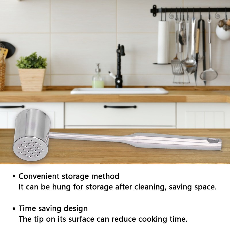 Meat Mallet Tenderizer Stainless Steel Hand Held Manual Anti Rust