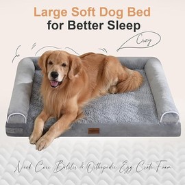 Large Dog Bed Orthopedic Washable: Beds Bolster XL Bed Big XLarge Dogs Memory Foam Couch Sofa Waterproof with Removable Cover