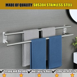 Alise Bathroom Double Towel Bar, 32 Inch Wall Mount Towel Holder, Towel Racks for Bathroom, SUS304 Stainless Steel Towel Hanger, Thickened Pipe with Strong Load-Bearing Capacity, Nickel