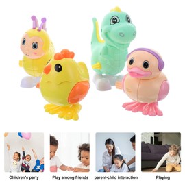 4pcs Animal Wind Up Toys Chick Bee Dinosaur Clockwork Toys Farm Animal Figurine Figure Statue for Toddlers Kids Carnival Easter Birthday Party Favors (Random Color)
