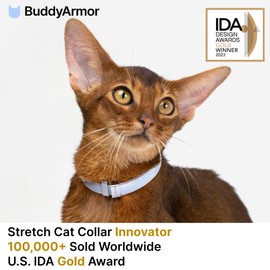 BuddyArmor Safety Cat Collar Pro - U.S. IDA Gold Awarding Design, Elastic Quick Release Cat Collar w/Lockable Slider Non Breakaway-Lightweight for Kitten Small Large Cats (Alpine Green, S 5.9-11.8")