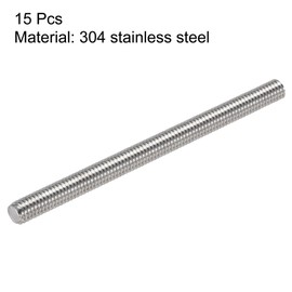 sourcing map 15Pcs M6 x 80mm Fully Threaded Rod 304 Stainless Steel Right Hand Threads,M6-1.0 Thread Pitch