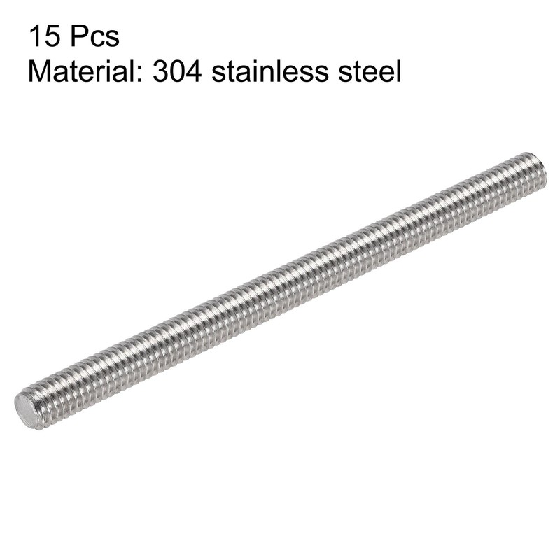 sourcing map 15Pcs M6 x 80mm Fully Threaded Rod 304